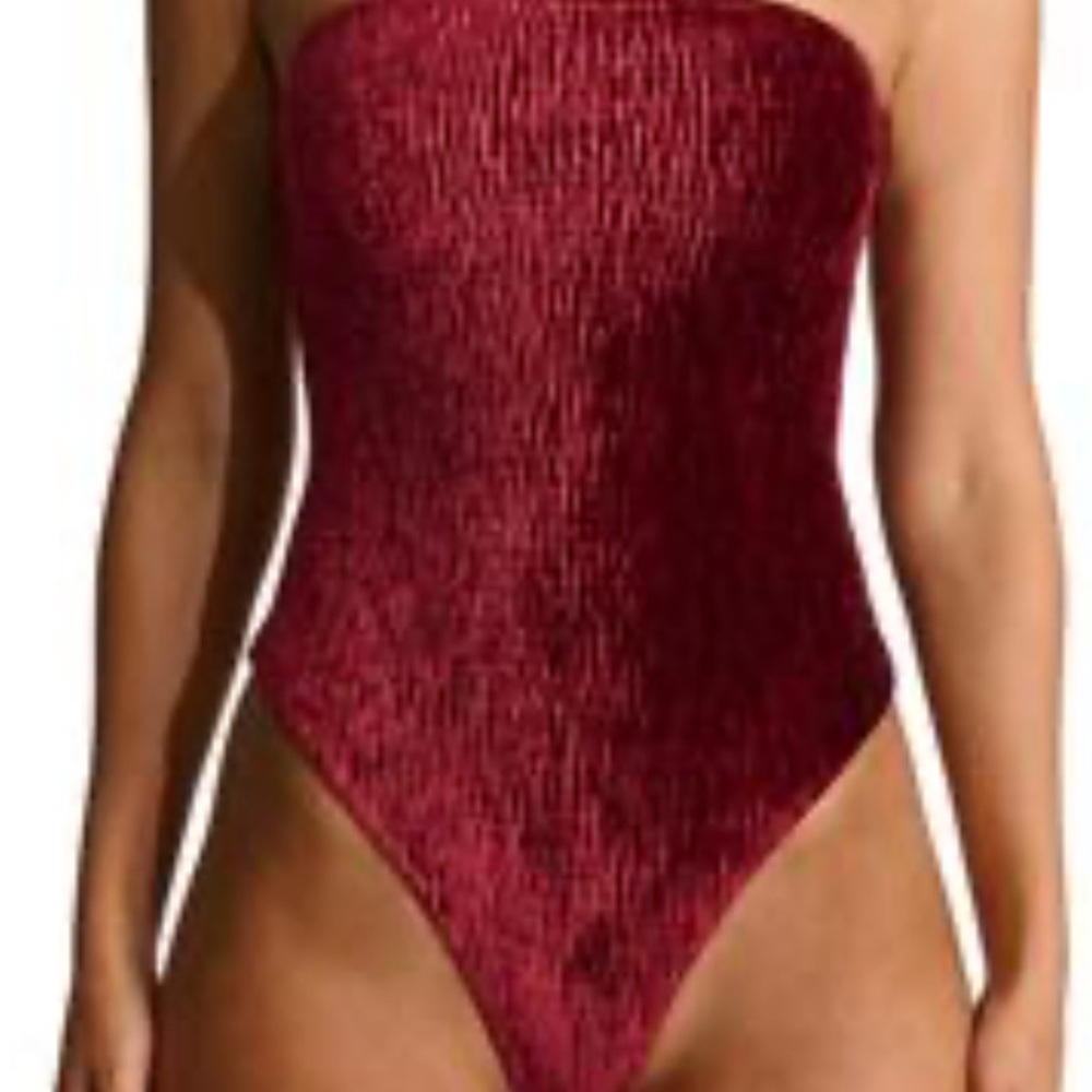 Naked Wardrobe Vibrant Red Velvet Size Large NWOT